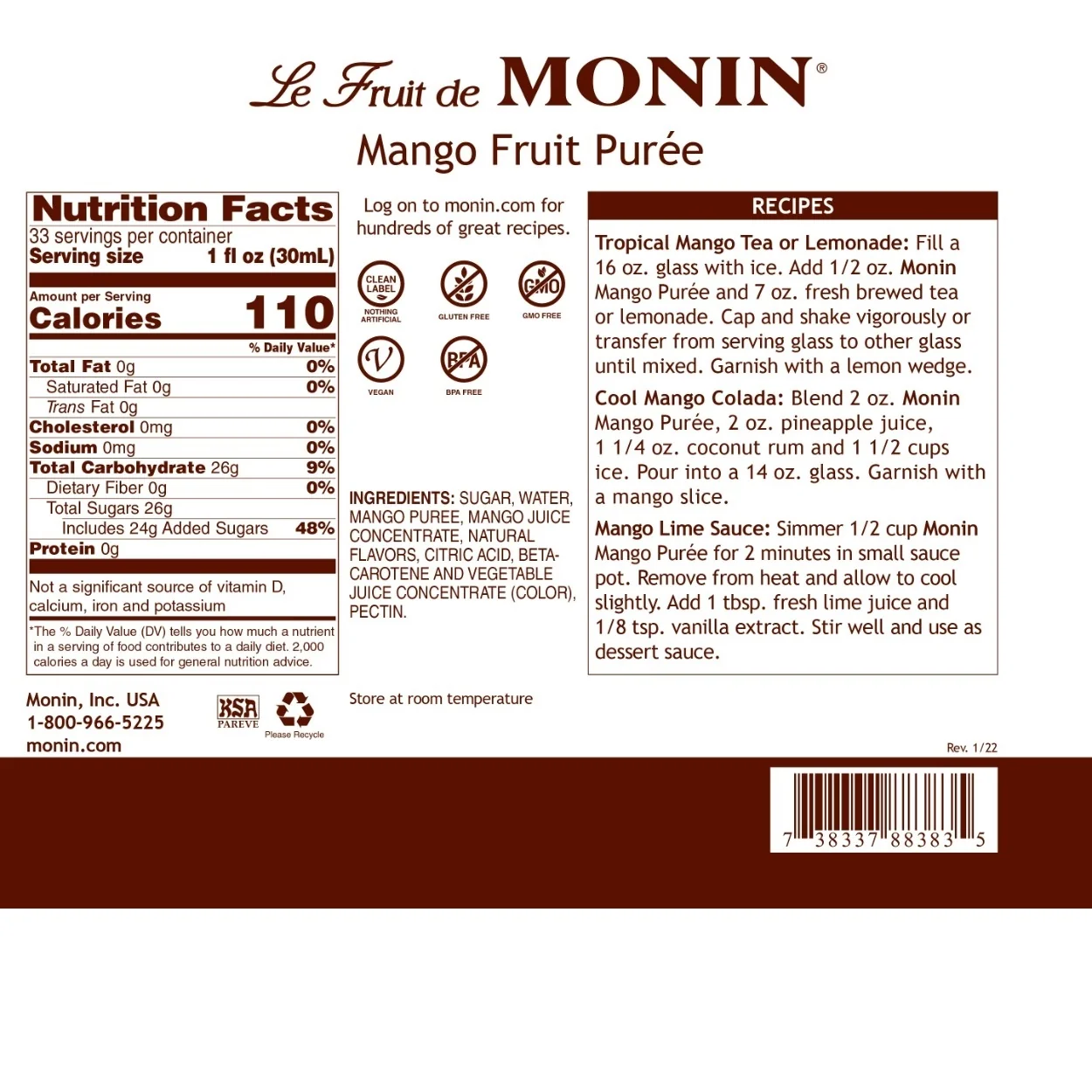 Monin Mango Puree Tea - Image 2
