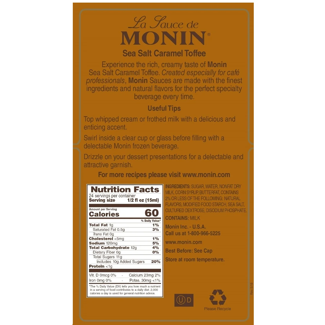 Monin Sea Salt Caramel Toffee Sauce - 12oz Coffee - Image 4
