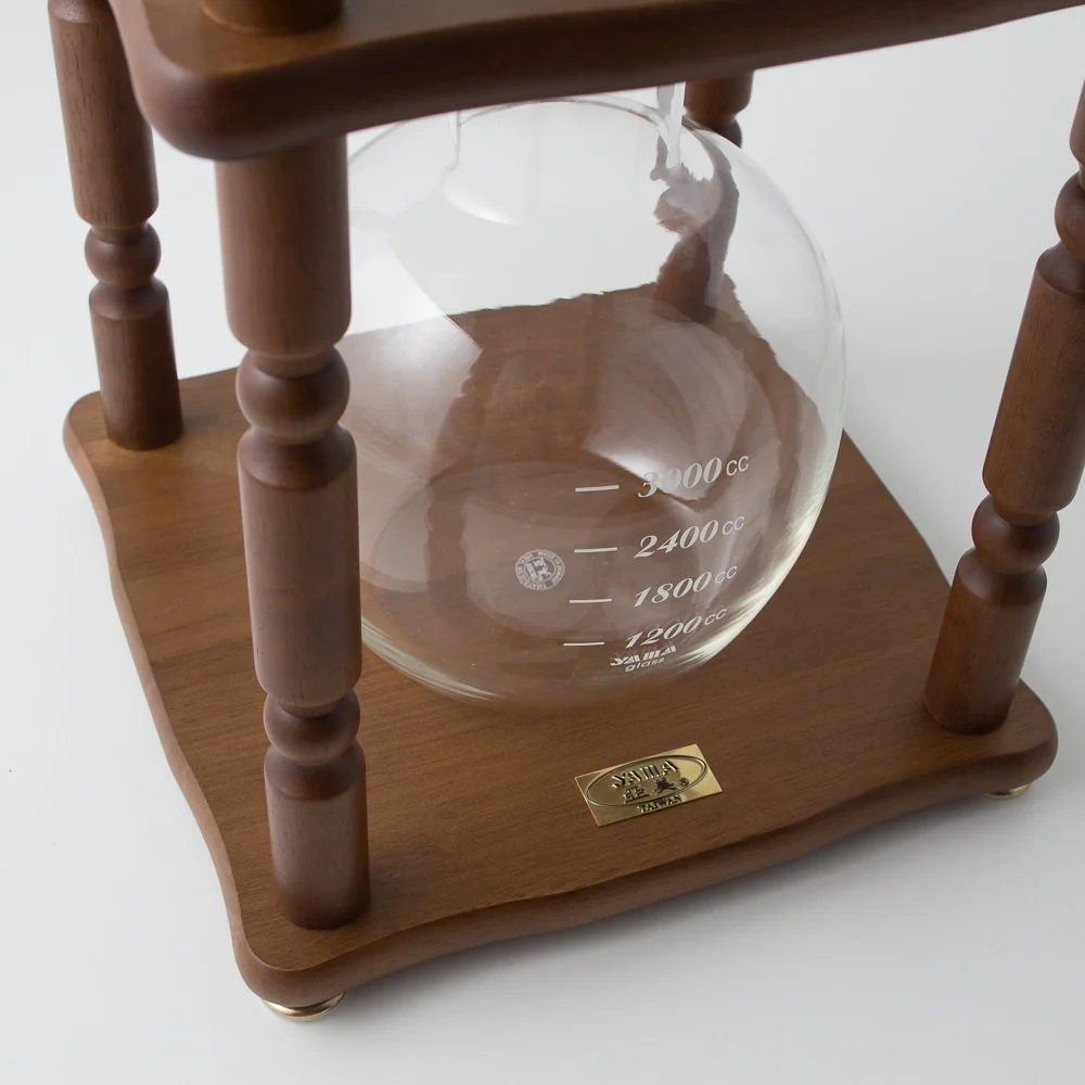 Yama Glass 25 Cup Cold Drip Maker Curved Brown Wood Frame Brewer - Image 3