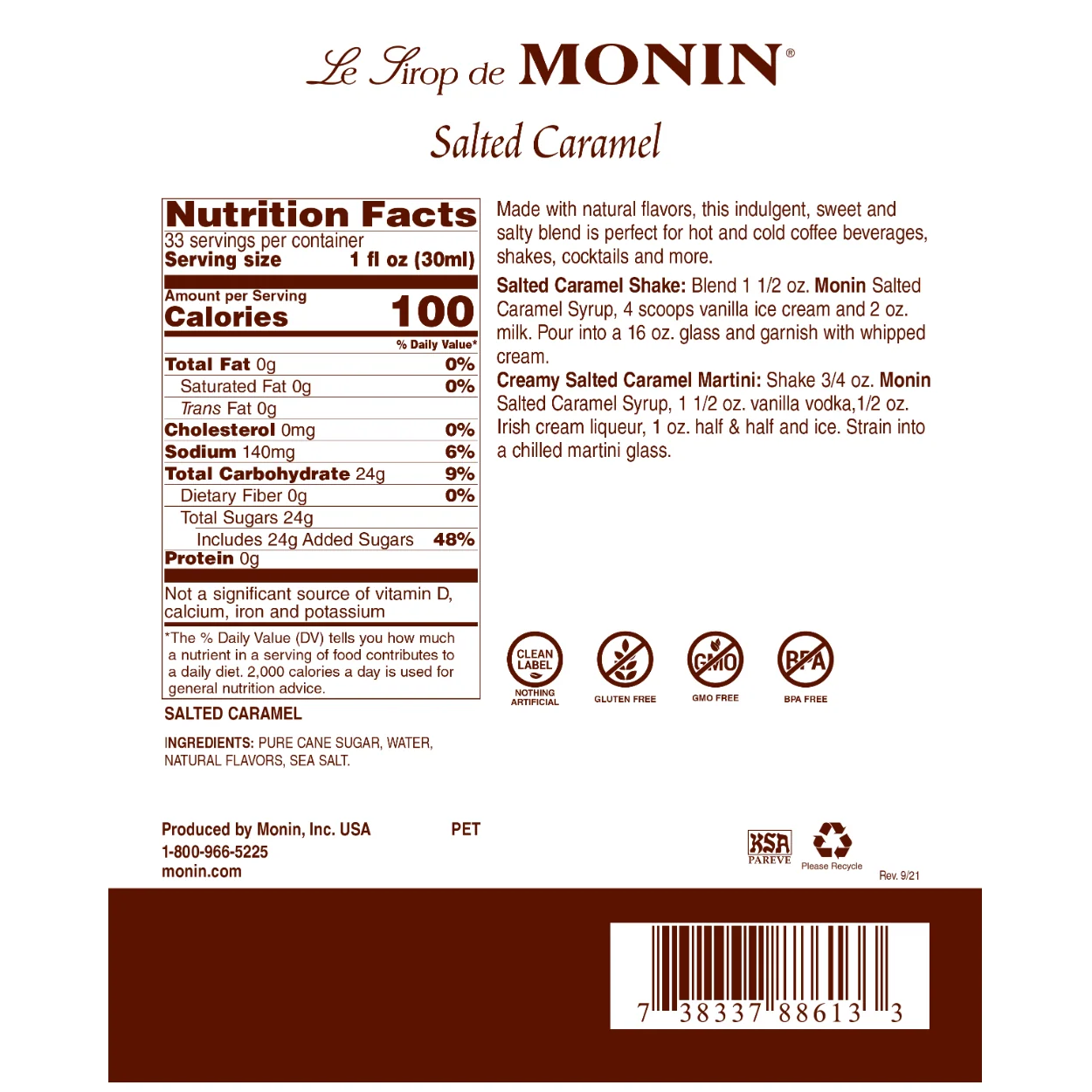 Monin Salted Caramel Syrup Coffee - Image 2