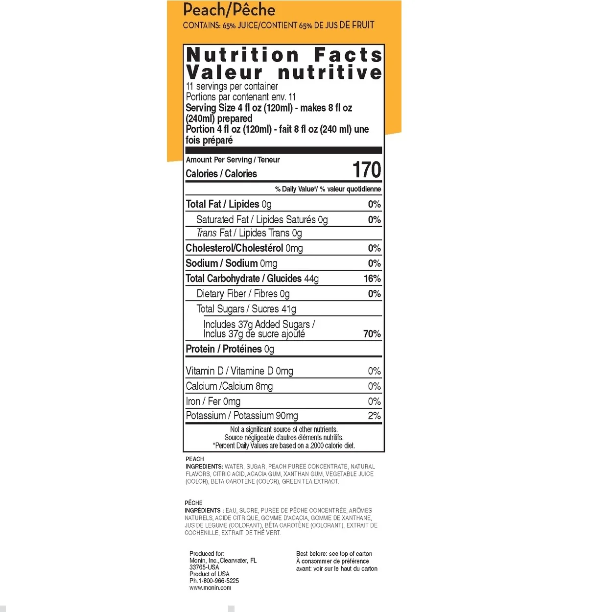 Monin Peach Smoothie Mix Tea - Image 2