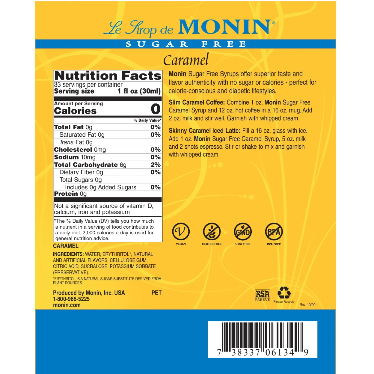 Monin Caramel Sugar Free Syrup Cream - Image 2